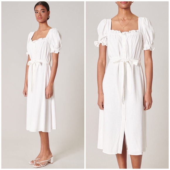 LAST ONE❗️Sugar + Lips Wait For Me Button Front Linen Midi Dress - Picture 5 of 8